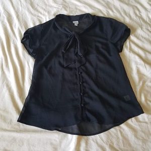 Merona Sheer Black Blouse with Bow